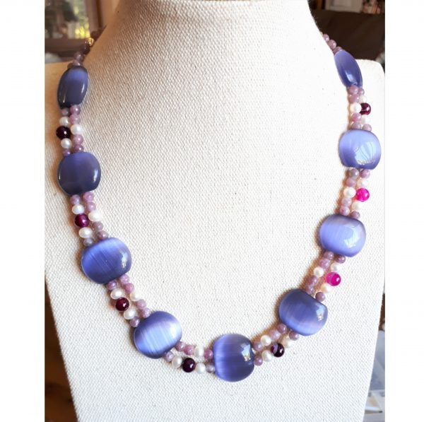 LJGN35 Glass Centred Beaded Necklace
