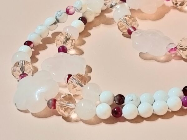 LJGN56 Pink Quartz Flower & Hewlett Necklace - Image 2