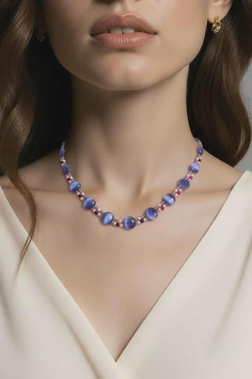 LJGN35 Glass Centred Beaded Necklace