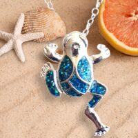 LJCN21 Blue Frog Necklace