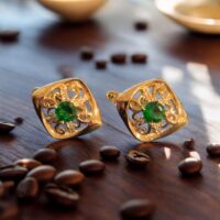 LJGPJ7 Green Centred Lever Back Earrings