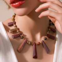 LJGN12 Brown Jasper Gemstone Necklace