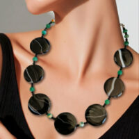 LJGN4 Agate & Glass Crystal Necklace