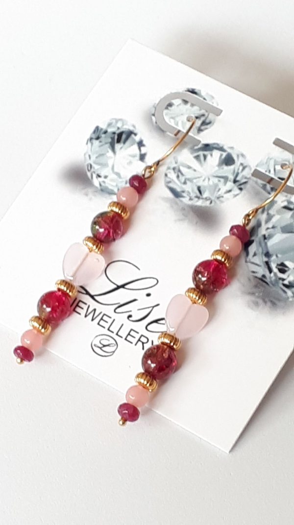 GE18 Pink Heart Centered Earrings
