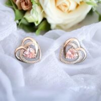 LJSSE10 Silver Heart Pink Centred Studs