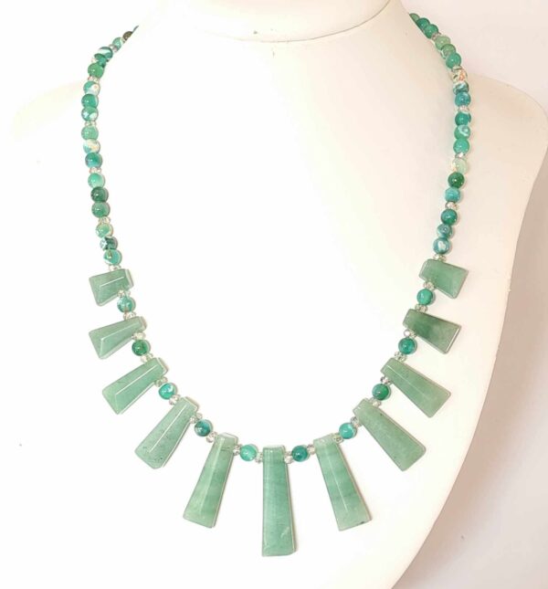 LJGN41 Green Aventurine & Agate Necklace