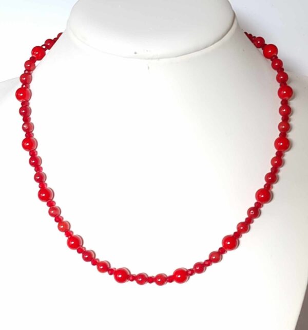 LJGN43  Red Coral & Crystal Necklace