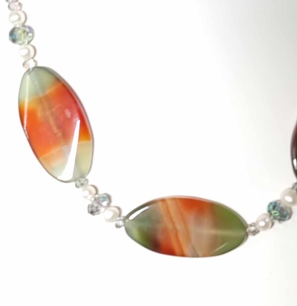 LJGN44 Orange & Green Agate Necklace - Image 2