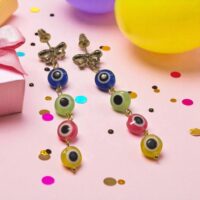LJEE4 Evil Eye Butterfly Drop Earrings