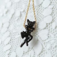 LJCN10 Black Hanging Cat Necklace