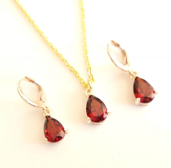 LJCS17 Rose Gold Plated Tear Drop Set