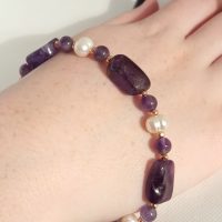 LJGB58 Square Amethyst & Pearl Bracelet