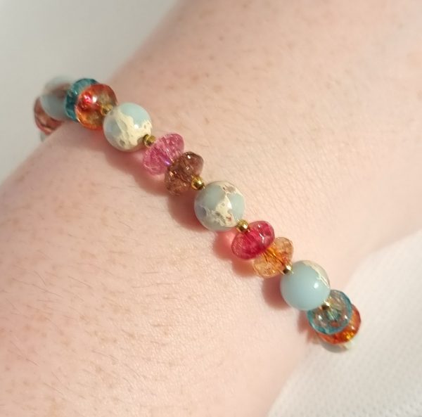 LJGB44 Tourmaline, Sandstone & Gold Plated Bracelet
