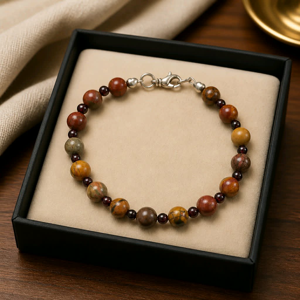 LJGB6 Jasper & Garnet Bracelet - Image 2