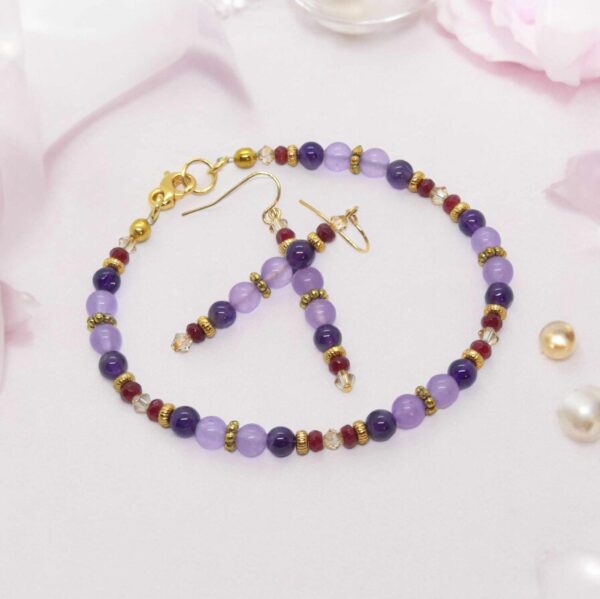 LJGS16 Purple Jade & Amethyst Bracelet Set