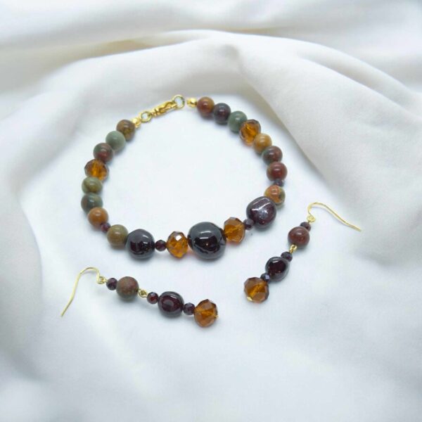 LJGS12 Garnet, Jasper & Crystal Set
