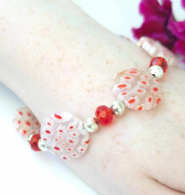 LJGB34 Orange Millefiori & Crystal Bracelet