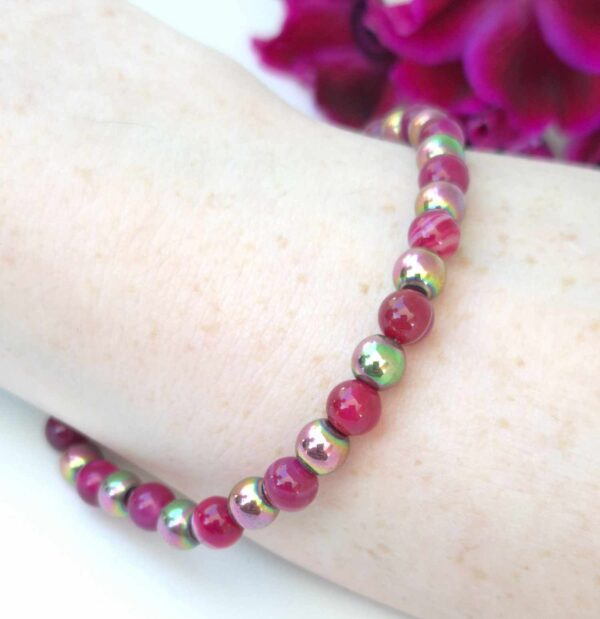 LJGB479 Agate & Rainbow Beaded Bracelet