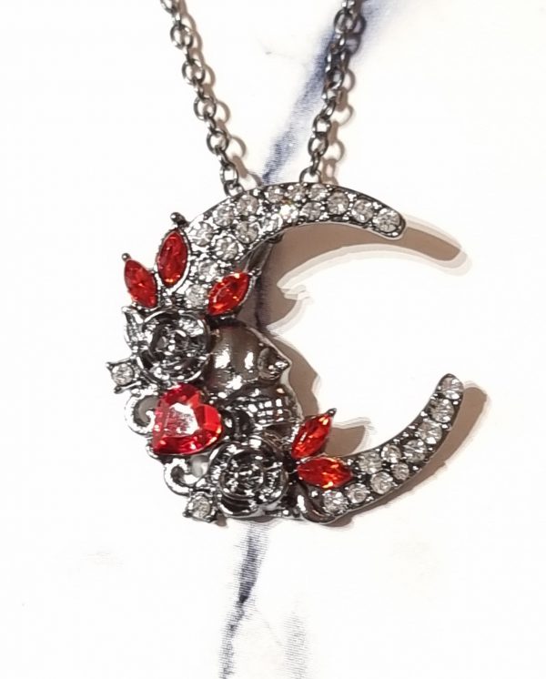 LJCN3 Skull On The Moon Necklace