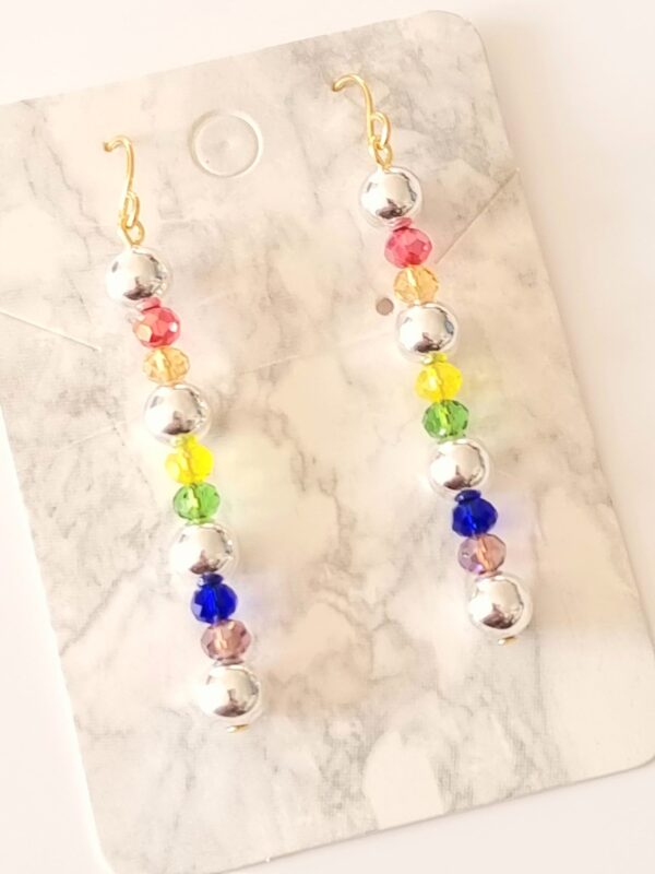 LJLGBTQ8 Silver Centred Dangly Earrings - Image 2