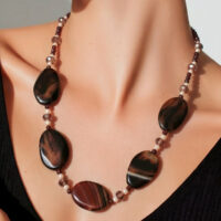LJGN14 Garnet, Fresh Pearl, Agate Necklace