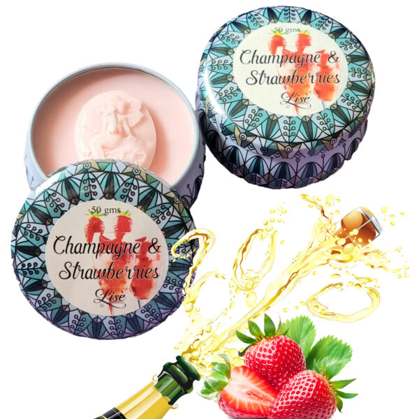 LJC32 Small Champagne & Strawberry Tin Candle