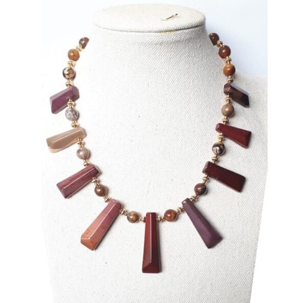 LJGN12 Brown Gemstone Fan Necklace