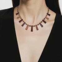LJGN12 Brown Gemstone Fan Necklace