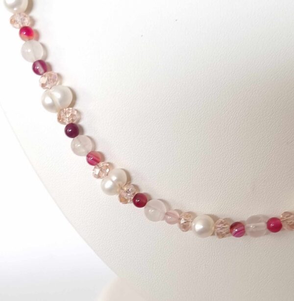 LJGN9 Crystal Centred Pink Quartz Necklace - Image 2