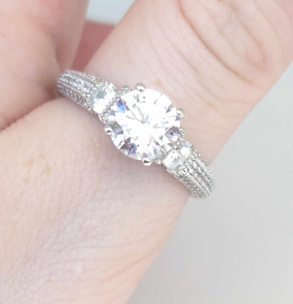 SSR25 Sterling Silver Pristine Round Cut Clear CZ Engagement Ring