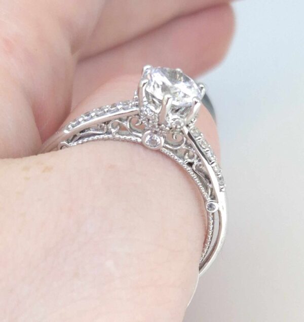 Victorian Cathedral Round Cut Clear CZ Engagement Ring. - Image 2