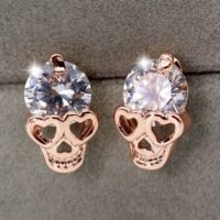 LJGJ55  Gold Coloured Skull Stud Earrings