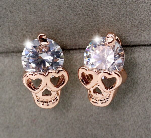 LJGJ55  Gold Coloured Skull Stud Earrings
