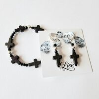 LJGJ547 Black Magnesite Cross Set