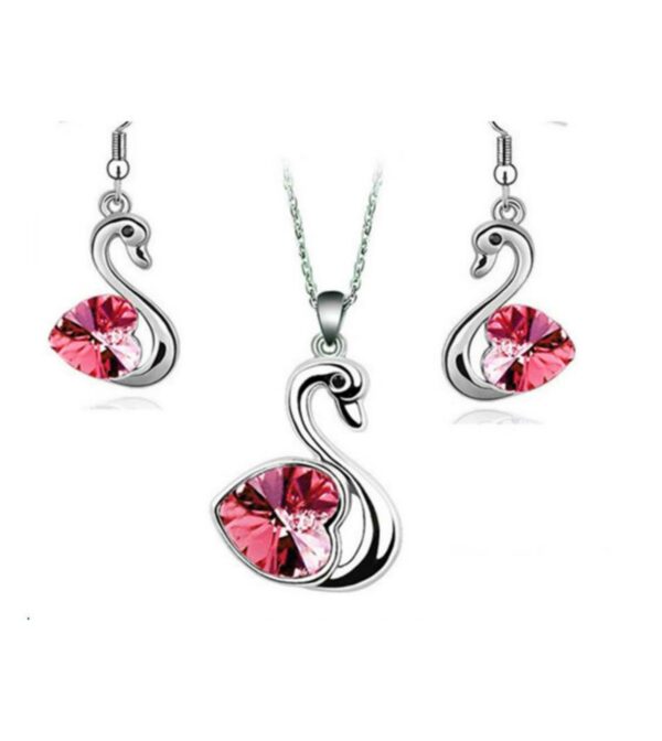 LJCS56  Pink Swan Necklace Set