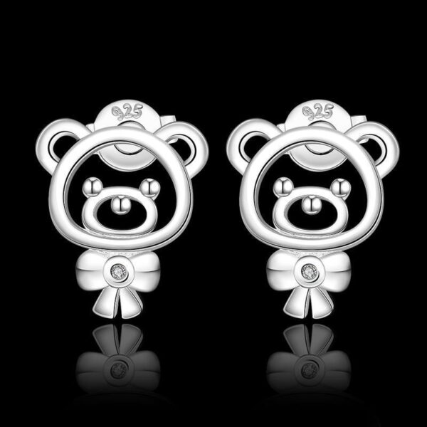 LJCE72 Silver Plated Teddy Stud Earrings