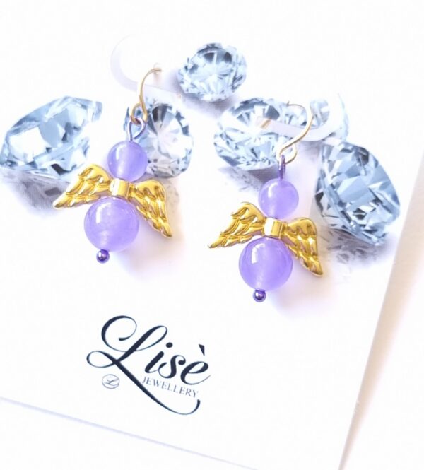 LJGE78 Purple Jade Angel Earrings