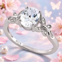 LJSSR94 Clear CZ Butterfly Sterling Silver Ring.