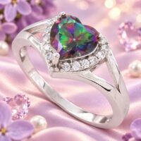 LJSSR82 Rainbow Heart CZ Diamond Ring