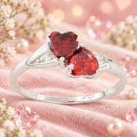 LJSSR712 Sterling Silver Red Heart CZ Ring.