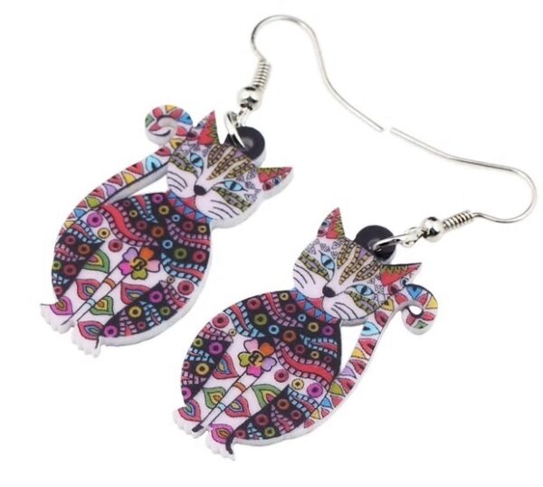 LJCE68 Multi Coloured Cat Earrings