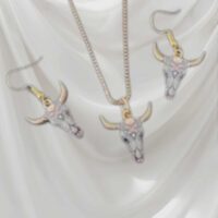 Floral Enamelled Costume Bull Set