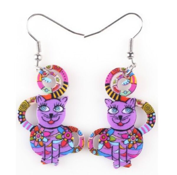 LJCE64 Purple Cat Earrings