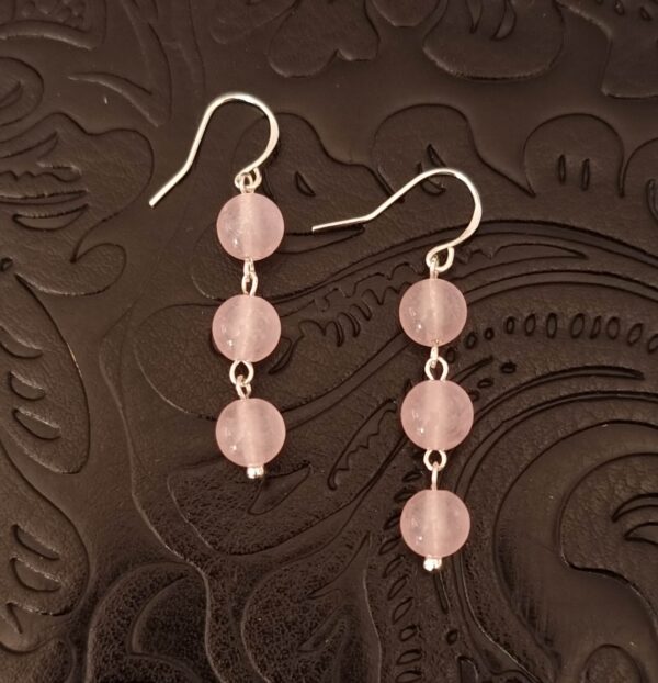 LJGE69 Pink Quartz Trio Earrings