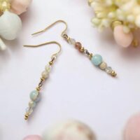 LJGE3349 Blue Sea Stone Dangle Earrings Earrings