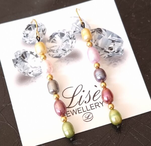 LJGE999 Multi Coloured Pearl Drop Earrings