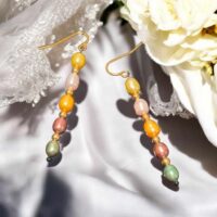 LJGE999 Multi Coloured Pearl Drop Earrings