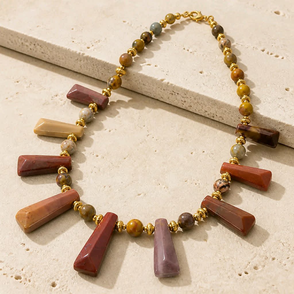 LJGN49 Brown Gemstone Necklace.