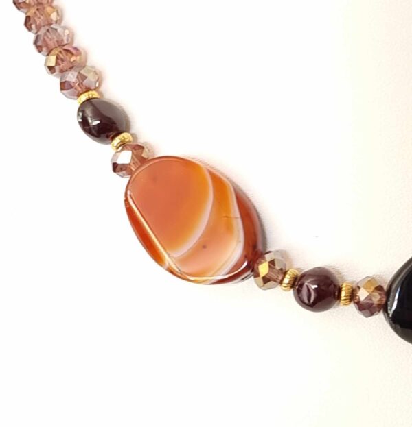 LJGN50 Brown Garnet & Agate Centred Necklace - Image 2