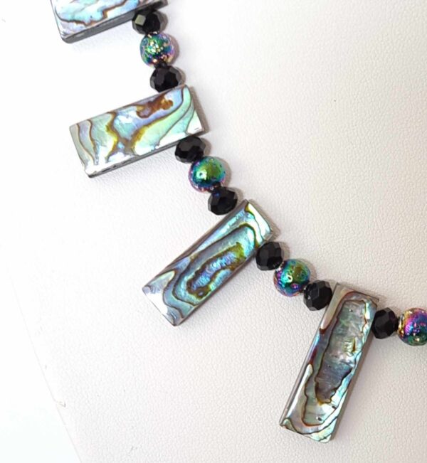 LJGN11 Paua Shell, Lava Stone & Crystal Necklace - Image 2